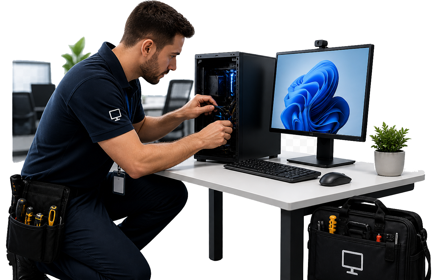 Illustration representing on-site IT support services