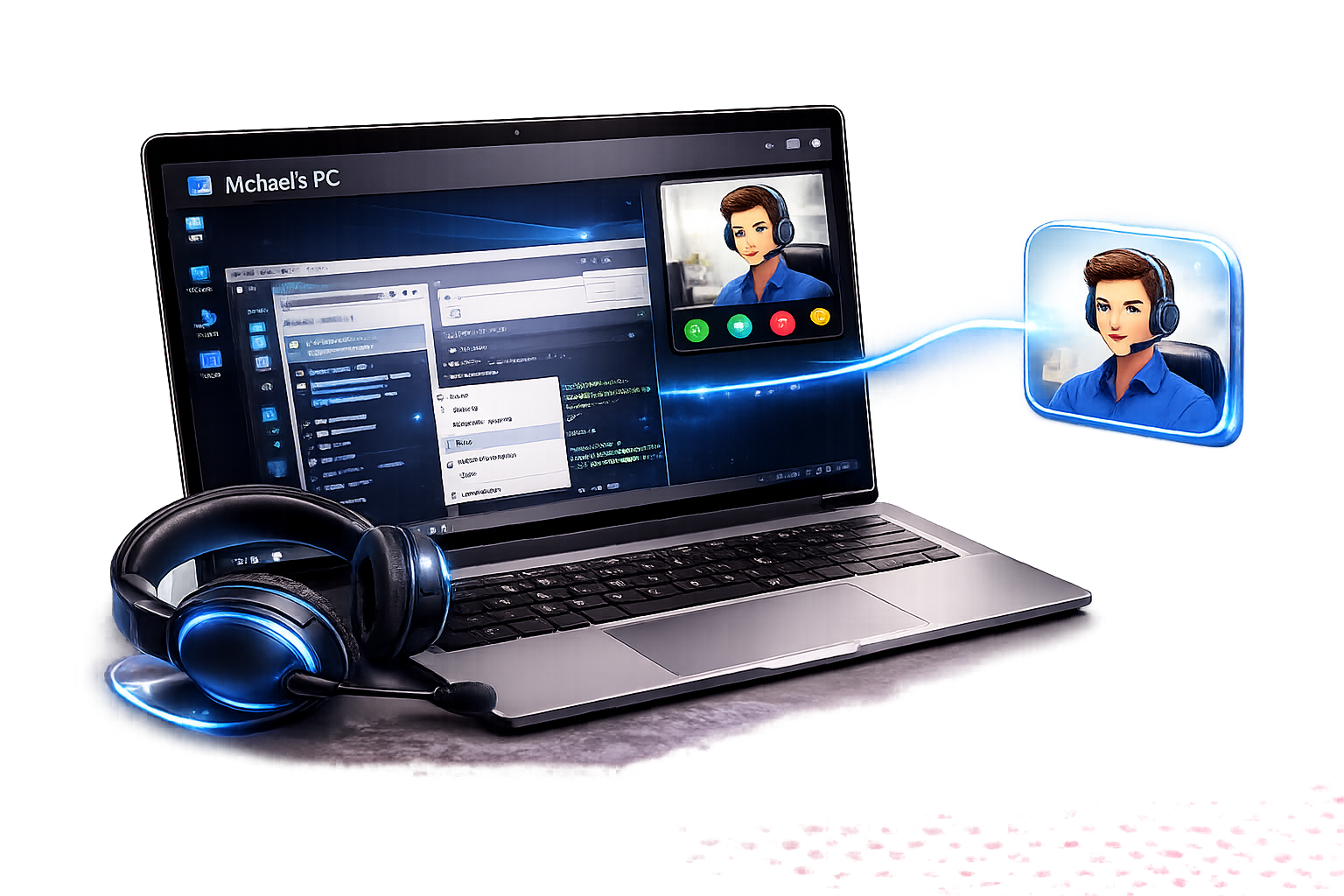 Illustration representing remote IT support and secure remote access