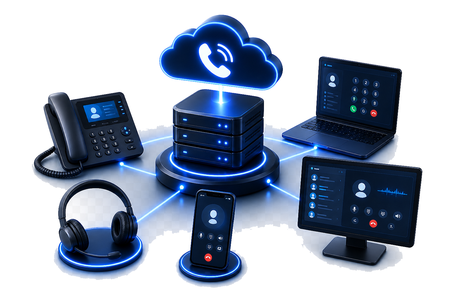 Illustration representing hosted VOIP and business telephony
