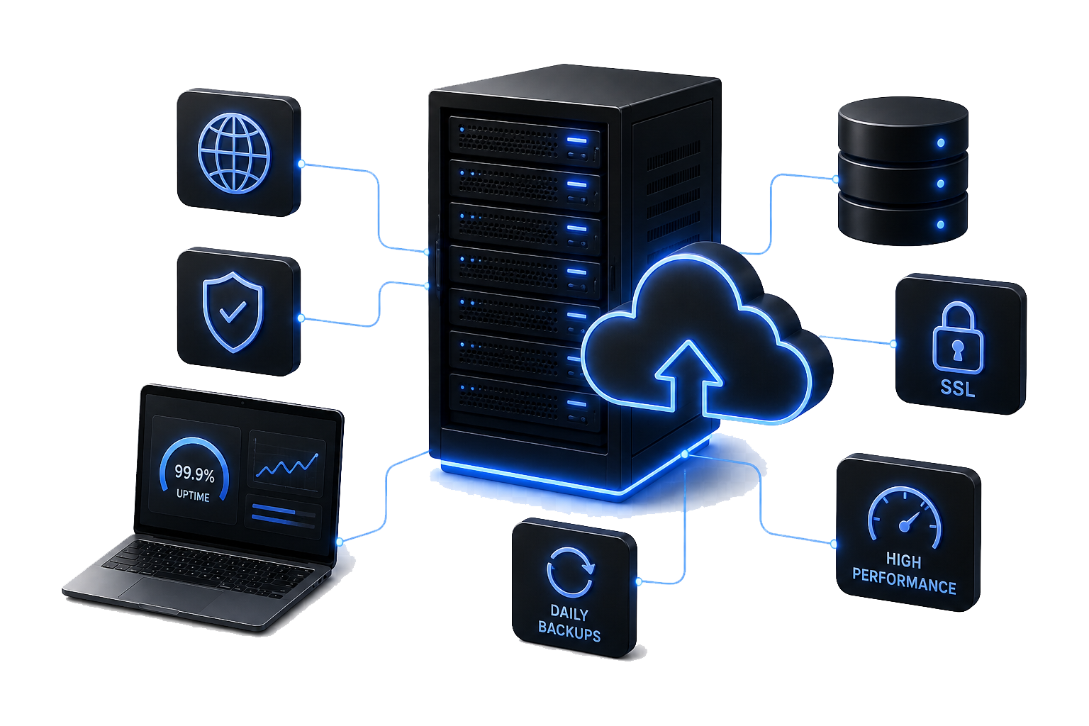 Illustration representing secure web hosting infrastructure